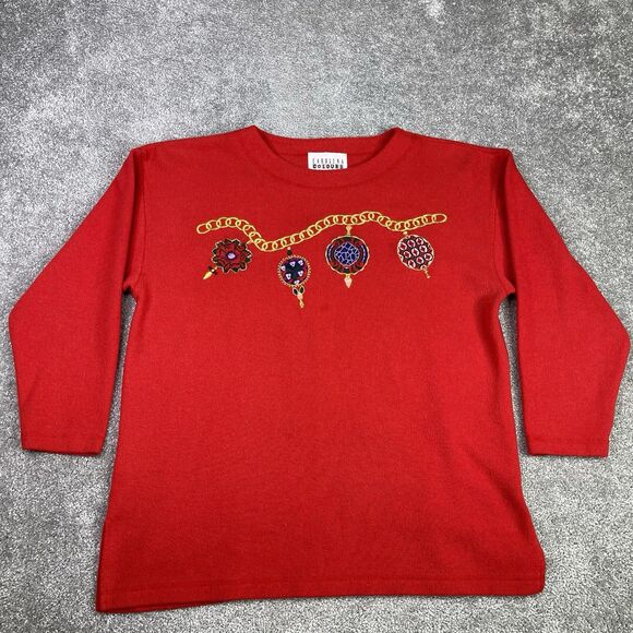 Carolina Colours Sweater Women’s Medium Red Crew Neck Long Sleeve Christmas - Picture 2 of 8